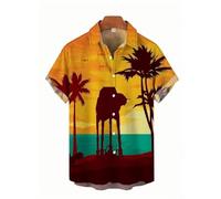 Men's Loose 3D Digital Plant Animal Print Shirts Fashion Personality Breathes Summer Short Halloween Men Short Sleeve Shirt Daily Tops Sports Top Casual Men Summer Fashion, #13, 3XL