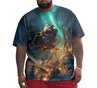 Men's Loose Fit Christmas T-Shirt, Funny Santa Oversized Tee, Round Neck Comfort, Summer Printed Graphic, for Casual Everyday Wear,7XL