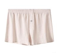 Men's Loose Fit Solid Boxer Shorts, Comfortable Mid Waist Underwear for Relaxation at Home (M Apricot)