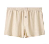 Men's Loose Fit Solid Boxer Shorts, Comfortable Mid Waist Underwear for Relaxation at Home (M Yellow)