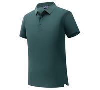 Men's Loose-Fit Spread Collar Business-Ready POLO Shirts Modern Casual Solid Tone Tees Comfortable Tops (Greena,Large)