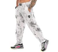 Men's Loose fit Sweatpants with Pockets, Baggy Design 100% Cotton, Thin, Muscle Pants, White, Medium