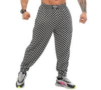 Men's Loose Fit Sweatpants with Pockets, Breathable Lifestyle Gym Muscle Pants, Plus Size Track Pants, Black-white, X-Large