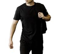 Mens Loose Fit t Shirts Short Sleeve Mesh Design Quick Dry Training Tops for Gym Sports Fitness Workout Cycling,Black,XXL