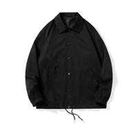 Men's Loose Fit Turn-down Collar Coach Jacket - Customizable Logo & Picture, Spring/Autumn Casual Wear black L (55-65 kg)