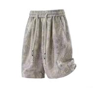 Men's Loose Tie-Dye Jacquard Shorts Knee Length Pockets(Apricot 2XL)