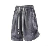 Men's Loose Tie-Dye Jacquard Shorts Knee Length Pockets(Gray 2XL)
