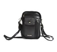 Mens Lorenz Man Bag Leather Black With Wrist & Shoulder Strap - Black