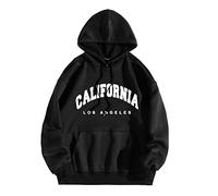 Mens Los Angeles California Hoodies Vintage Graphic Funny Pullover Outfits 2024 Long Sleeve Drawstring Letter Sweatshirts Trendy Aesthetic Oversized Batwing Fall College with Designs Black