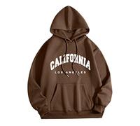 Mens Los Angeles California Hoodies Vintage Graphic Funny Pullover Outfits 2024 Long Sleeve Drawstring Letter Sweatshirts Trendy Aesthetic Oversized Batwing Fall College with Designs Coffee