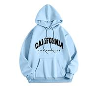 Mens Los Angeles California Hoodies Vintage Graphic Funny Pullover Outfits 2024 Long Sleeve Drawstring Letter Sweatshirts Trendy Aesthetic Oversized Batwing Fall College with Designs Light Blue