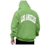 Men's Los Angeles California Letter Print Graphic Hoodies Vintage Winter Fall Essential Hooded Sweatshirts Trendy Plus Size Casual Loose Fit Sweaters 2025 Anime College Backwoods Y2K Mint Green