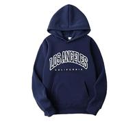 Men's Los Angeles Print Hoodies College Hooded Cute with Hood Pullover Hoodies 2024 Winter Fall Fleece Lined Sport Casual Trendy Sweaters Comfort Y2K Personalized Essential Vintage Navy
