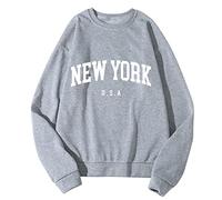 Men's Los Angeles Sweatshirts College Fall Solid Outfits Personalized Backwoods Long Sleeve Tops Sporty New York U.S.A Crew Neck California Vintage Anime Clothes Letter Country 2024 Grey
