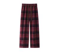 Mens Lounge Pants Cotton Pyjama Bottoms Pyjamas Trousers for Men Christmas Pjs Flannel Checked Ultra Men's Clothing Character Matching Pajamas Couples Wine #1 L