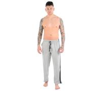 Mens Lounge Pants Plain Nightwear Elasticated Waist Striped Jog Jogging Tracksuit Bottoms Poly Cotton Pyjama Pjs Joggers Sleepwear Casual Gym Lightweight Loungewear (Grey,M)