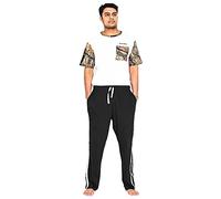 Mens Lounge Pants Plain Nightwear Elasticated Waist Striped Jog Jogging Tracksuit Bottoms Poly Cotton Pyjama Pjs Joggers Jersey Sleepwear Casual Gym Lightweight Loungewear Black-M