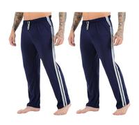 Mens Lounge Pants Plain Nightwear Striped Jog Jogging Tracksuit Bottoms Pyjama Pjs Joggers Sleepwear Casual Gym Lightweight Loungewear Size S-2XL(2 Pack Navy,2XL)