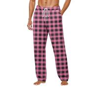 Mens Loungewear Bottoms Pyjamas for Men Pajama Bottom Loungers Cuffed Pyjama Soft Pjs with Fly Opening Christmas Lounge Pants Fleece Pj Pink-d S