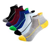 Mens Low Cut Ankle Athletic Socks Cotton Mesh Cushioned Running Ventilation Sports Tab Socks (5 pack)