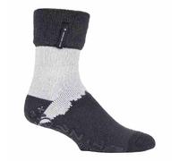 HEAT HOLDERS - Mens Turnover Warm Thermal Fleece Lined Bed Socks with Non Slip Rubber Grips (6-11 UK, Charcoal (Robin))