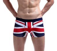 Men's Low-Rise Boxer Shorts with National England Flag Print (XXL) Red