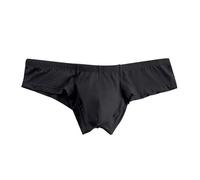 Men's Low Rise Half Back Coverage Brief Bikini U Convex Micro Modal Shorts Athletic Supporters Hip Underpants (Black,L)