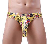 Men's Low Rise Printed G,String Thongs, Ultra Soft Stretchy Pouch Underwear for Men, Lightweight and Fashionable Microfiber Men’s T,Back Briefs, Stylish Patterned Design Bikini Thongs