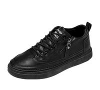 Mens Low Top Sneakers, Trainers Mens White Size 7, Lace Up Platform Sneakers Slip On Trainers with Anti Slip Soles Side Zip Sneaker Lightweight Walking Sneaker with Air Cushion Athletic Running Shoes