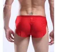 Men's Low Waist Boxer Shorts, 3-Pack Ultra-Thin Sheer Trunks, Breathable Seamless Underwear, Soft Translucent Fabric, for Men(M Red)