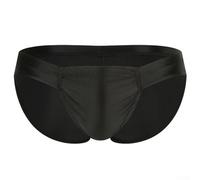 Men's Low Waist Briefs Breathable Underwear with Oil Shiny Glossy Smooth Fabric Comfortable Underpants (2XL Black)