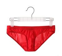Men's Low Waist Briefs Built with Ice Silk Technology Ultra-Thin 80% Nylon 20% Spandex Breathable Underpants for Daily Use (XL Red)