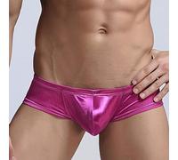 Mens Low Waist U Convex Boxer Briefs Breathable Undershorts for Daily Wear and Vacation (2XL Rose Red)