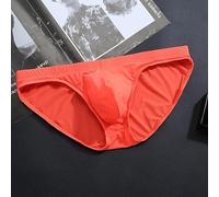 Men's Low-Waist U-Convex Briefs for Men - Breathable 80% Polyamide + 20% Elastane Underwear, Solid Color, Stretch Fit, Comfortable Daily Wear Underpants(L Orange)