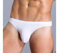 Men's Low-Waist U-Convex Briefs for Men - Breathable 80% Polyamide + 20% Elastane Underwear, Solid Color, Stretch Fit, Comfortable Daily Wear Underpants(L White)