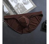 Men's Low-Waist U-Convex Briefs for Men - Breathable 80% Polyamide + 20% Elastane Underwear, Solid Color, Stretch Fit, Comfortable Daily Wear Underpants(XL Coffee)