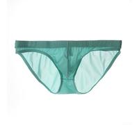 Men's Low Waist Ultra-Thin Ice Silk Briefs, 1-Pack, Translucent Breathable Underwear with U-Convex Pouch for Men, Summer Nightwear(L Light blue)