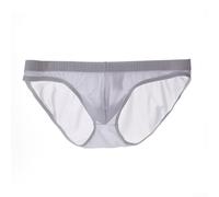 Men's Low Waist Ultra-Thin Ice Silk Briefs, 1-Pack, Translucent Breathable Underwear with U-Convex Pouch for Men, Summer Nightwear(M White)