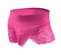 Men's Low Waist Underwear Ice Lace Contrast Thong T Pants String Men's Camouflage, Hot Pink, One Size