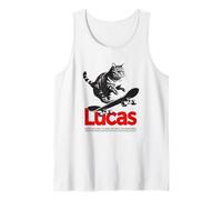 Mens LUCAS - Cute Boy Name with cool with cool Cat & Skateboard Tank Top
