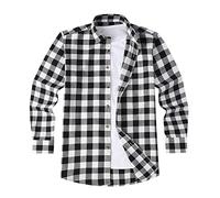 Mens Lumberjack Shirt Flannel Plaid Check Casual Overshirt Jacket Style Buffalo Tartan in 2 Styles The Madras Pure Cotton or The Kew Plaid Cotton Rich British Feel & Styling. Black White, L