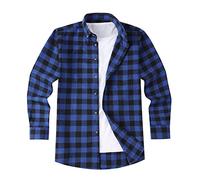 Mens Lumberjack Shirt Flannel Plaid Check Casual Overshirt Jacket Style Buffalo Tartan in 2 Styles The Madras Pure Cotton or The Kew Plaid Cotton Rich British Feel & Styling. Royal Blue, S