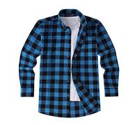 Mens Lumberjack Shirt Flannel Plaid Check Casual Overshirt Jacket Style Buffalo Tartan in 2 Styles The Madras Pure Cotton or The Kew Plaid Cotton Rich British Feel & Styling. Turquoise, 2XL
