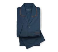 Men's Luxury 100% Soft Cotton Poplin Pyjamas - Navy/Red Trim - XXL