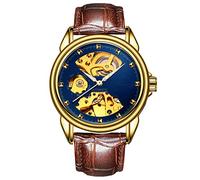 Men's Luxury Automatic Mechanical Waterproof Watch for Men and Women in Stainless Steel with Skeleton Dial Waterproof, #30 (Men) Belt-Watch-Blue Dial Blue Dial, Retro
