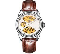 Men's Luxury Automatic Mechanical Waterproof Watch for Men and Women in Stainless Steel with Skeleton Dial Waterproof, #25 (Female) Belt-Steel White-Flour White, Retro