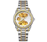 Men's Luxury Automatic Mechanical Waterproof Watch for Men and Women in Stainless Steel with Skeleton Dial Waterproof, #20 (Female) Bai Gang-White Flour, Retro