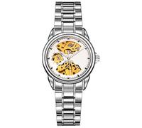 Men's Luxury Automatic Mechanical Waterproof Watch for Men and Women in Stainless Steel with Skeleton Dial Waterproof, #21 (Women) White Steel-Black Face, Retro