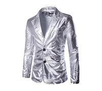 Mens Luxury Classic Blazer Party Jacket Suits Performance Costume Slim Fit Single Breasted Vintage Retro Smart Formal Business Dinner Suits Jacket Waistcoat Fashion Size M-XXXL Silver