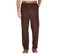 Mens Luxury Cotton High Rise Corduroy Trousers With Self Adjusting Waistband (34W x 33L) (Brown)